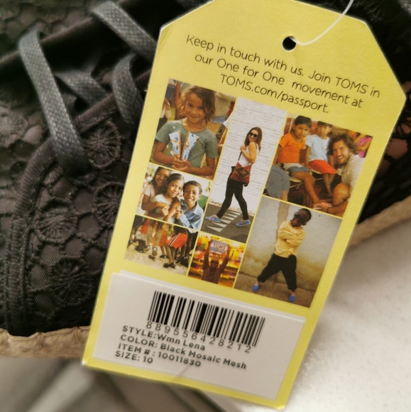 Toms Lena Black Mosaic Mesh Lace Shoe - Picture 2 of 4